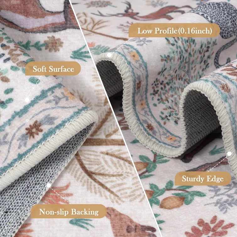 Goldene Jungle Area Rugs for Living Room Bedroom Thin Modern Nursery Rug Non-Shedding Kids Playroom