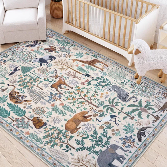 Goldene Jungle Area Rugs for Living Room Bedroom Thin Modern Nursery Rug Non-Shedding Kids Playroom