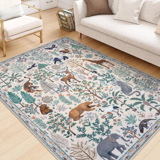 Goldene Jungle Area Rugs for Living Room Bedroom Thin Modern Nursery Rug Non-Shedding Kids Playroom